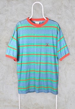 Vintage Multicoloured Striped T-Shirt Single Stitch Large