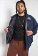 VINTAGE QUILTED PADDED HARRINGTON JACKET BLUE