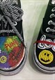 CUSTOMIZED PUNK TRAINERS PAINT GRAFFITI SNEAKERS IN BLACK
