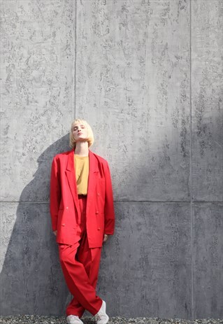 VINTAGE 80'S OVERSIZE SET SUIT BLAZER JACKET PANTS RED