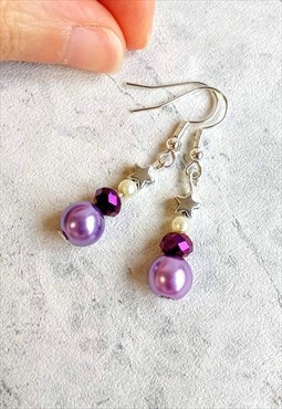 Handmade Mini Faux Pearl Star Earrings
