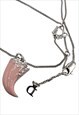 CHRISTIAN DIOR NECKLACE SILVER LOGO PINK SHARK TOOTH VINTAGE