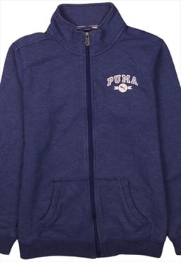 Vintage 90's Puma Sweatshirt Full Zip Up Heavyweight Blue