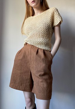 Vintage Terracotta Wool Bermuda Shorts Size XS 