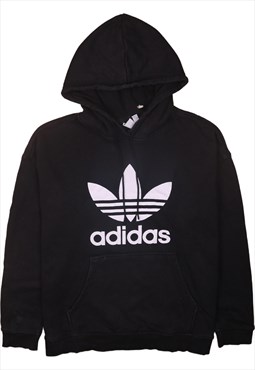 Vintage 90's Adidas Hoodie Spellout Pullover Black XLarge