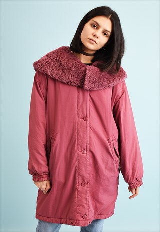 80'S RETRO FAUX FUR DETAILED OVERSIZED PARKA PUFFER JACKET