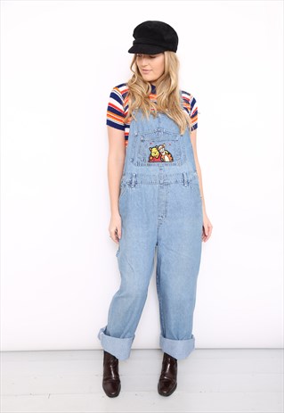 VINTAGE 90S WINNIE THE POOH DENIM DUNGAREES