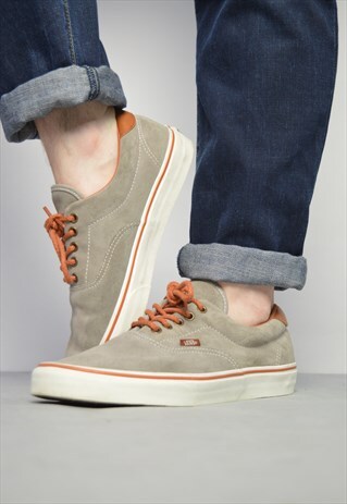 VINTAGE 90S VANS GREY SUEDE SKATE SHOES TRAINERS SNEAKERS