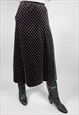 70's Windsmoor Vintage Ladies Velvet Floral Print Midi Skirt
