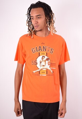 MAJESTIC MENS VINTAGE NY GIANTS T-SHIRT TOP LARGE 90S