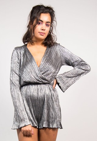 VINTAGE 90'S SILVER SPARKLE PLAYSUIT