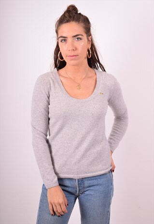 LACOSTE WOMENS VINTAGE JUMPER SWEATER SMALL GREY 90S
