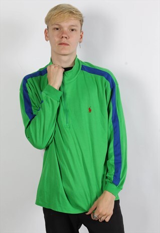 VINTAGE POLO RALPH LAUREN 1/4 ZIP SWEATSHIRT GREEN