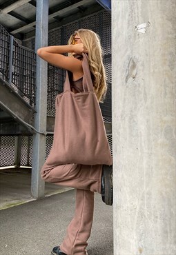 Brown Fleece Tote Bag