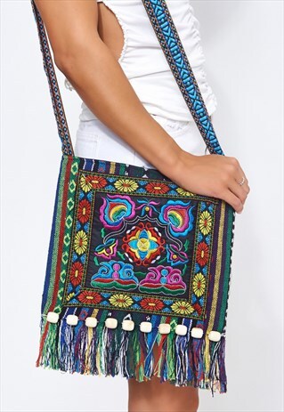 INDU EMBROIDERED BOHO MESSENGER BAG
