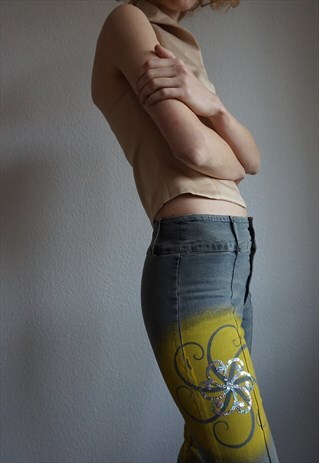 Y2K VERSACE JEANS COUTURE FLARES XXS/XS VINTAGE VERSACE