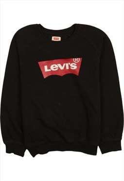 Vintage 90's Levi's Sweatshirt Spellout Crew Neck Black