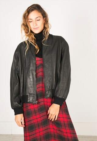 VINTAGE 80S BOMBER LEATHER JACKET / R061