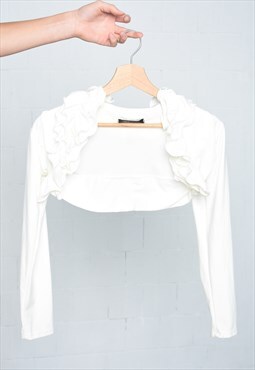 Vintage Y2K 00s ruffle open front blouse crop top