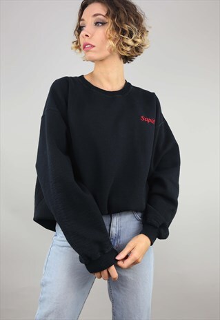 VINTAGE OVERSIZED BLACK SWEATER SWEATSHIRT