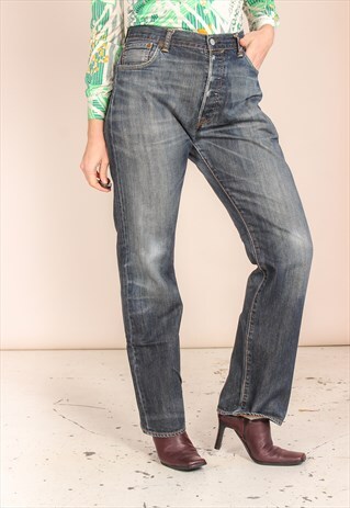 VINTAGE 90S LEVI'S 501 JEANS IN DARK WASH