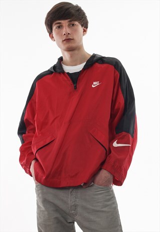 VINTAGE NIKE TRACKSUIT WINDBREAKER PULLOVER 90S RED BIG LOGO
