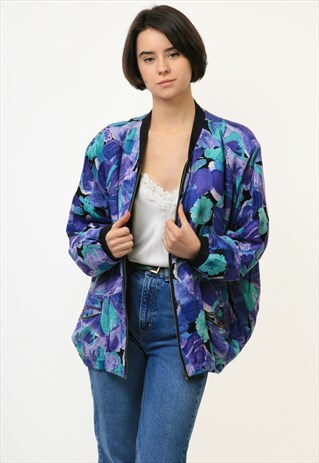 80S MULTICOLOR ABSTRACT PATTERN WOMAN BOMBER JACKET 3625