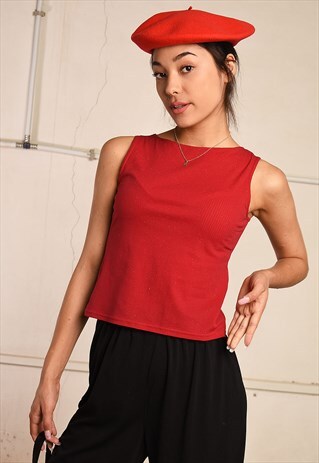 Y2K RETRO BASICS MINIMALIST SHIMMER PARIS CHIC TANK TOP