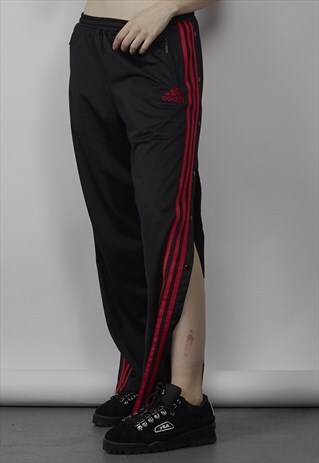 VINTAGE 90'S ADIDAS RED/ BLACK POPPER JOGGERS