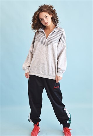 80'S RETRO MONOCHROME SLOUCHY ATHLEISURE SWEATSHIRT JUMPER