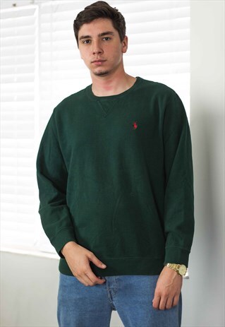 VINTAGE POLO RALPH LAUREN SWEATSHIRT LOGO 90S L 15.3