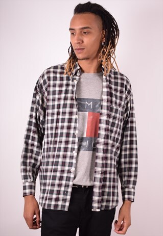 SERGIO TACCHINI MENS VINTAGE SHIRT LARGE MULTI CHECK 90S