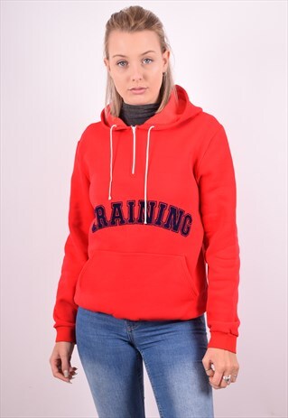 WOMENS VINTAGE HOODIE JUMPER MEDIUM RED 90S