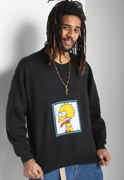 Vintage The Simpsons Cartoon Graphic Sweatshirt Black