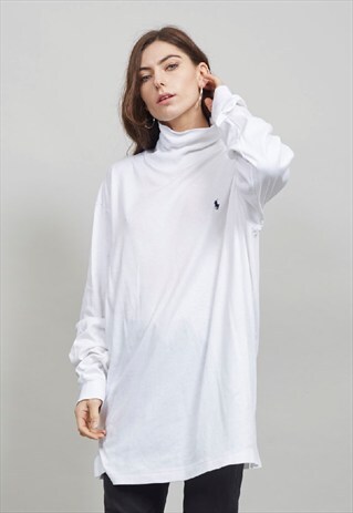 VINTAGE RALPH LAUREN WHITE SUPER OVERSIZED ROLL NECK JUMPER
