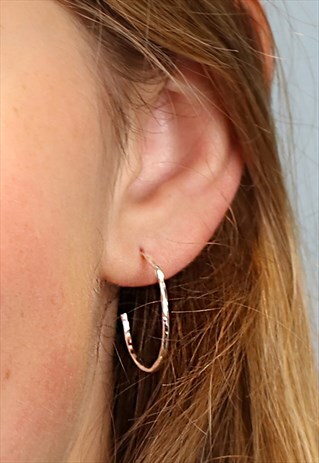 STERLING SILVER TEXTURED OPEN HOOP STUD EARRINGS