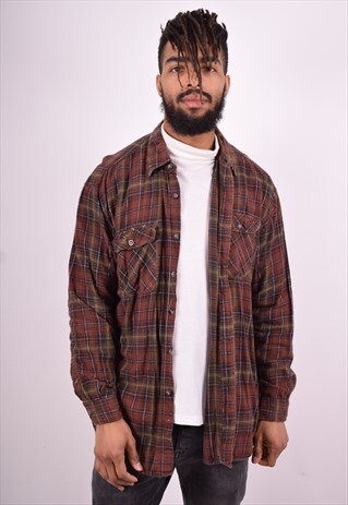 MENS VINTAGE SHIRT XL MULTI CHECK 90'S