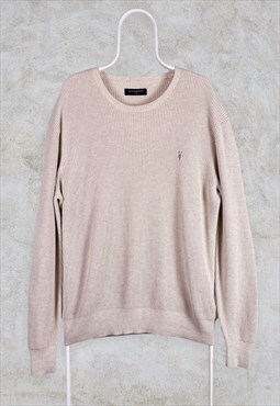 Beige All Saints Knitted Jumper Chunky Large