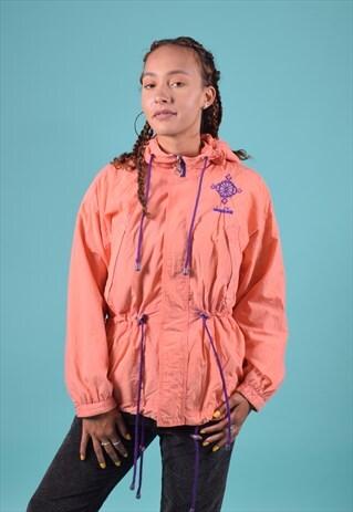 VINTAGE DIADORA PEACH AND PURPLE HOODED COAT