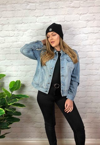 VINTAGE 90S TOMMY HILFIGER STONEWASH DENIM JACKET BLUE UK 12