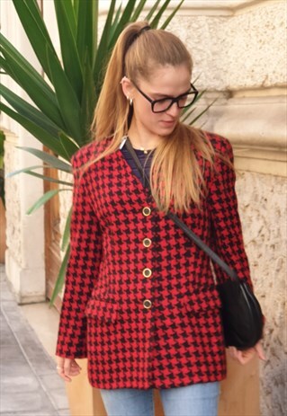 VINTAGE 90'S BLAZER JACKET PIED DE POULE BY KRIZIA
