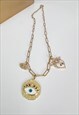 GOLD PLATED EVIL EYE CHARMS NECKLACE