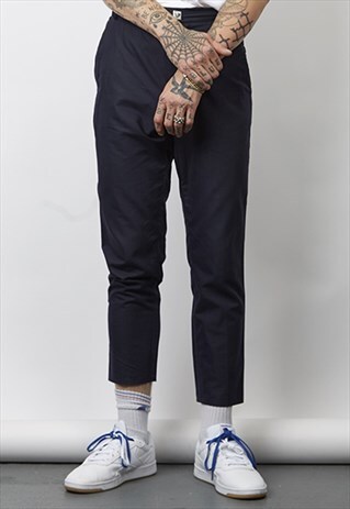 VINTAGE 90'S VERSACE BUTTON NAVY CROPPED TROUSERS