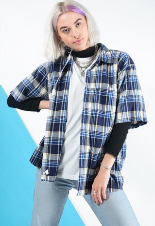 VINTAGE IZOD SHIRT IN BLUE CHECK.
