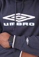 VINTAGE UMBRO SPELLOUT NAVY PULLOVER HOODIE 
