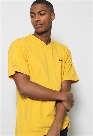 VINTAGE NIKE V-NECK T-SHIRT YELLOW