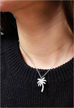 Palm Tree Chain Necklace Women Sterling Silver Necklace