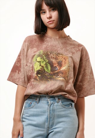 90S VINTAGE OLDSCHOOL HEDGEHOG GRAPHICS COTTON T-SHIRT 15395
