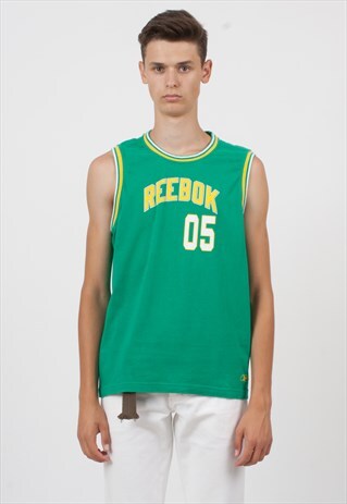 VINTAGE GREEN REEBOK LOGO CREW NECK TANK TOP