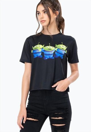 TOY STORY BLACK ALIENS WOMEN'S CROP T-SHIRT